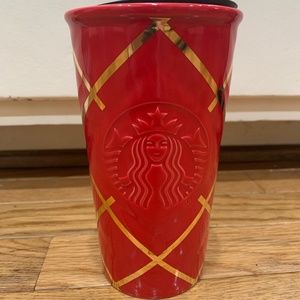 Starbucks Gold and Red 10 oz Tumbler